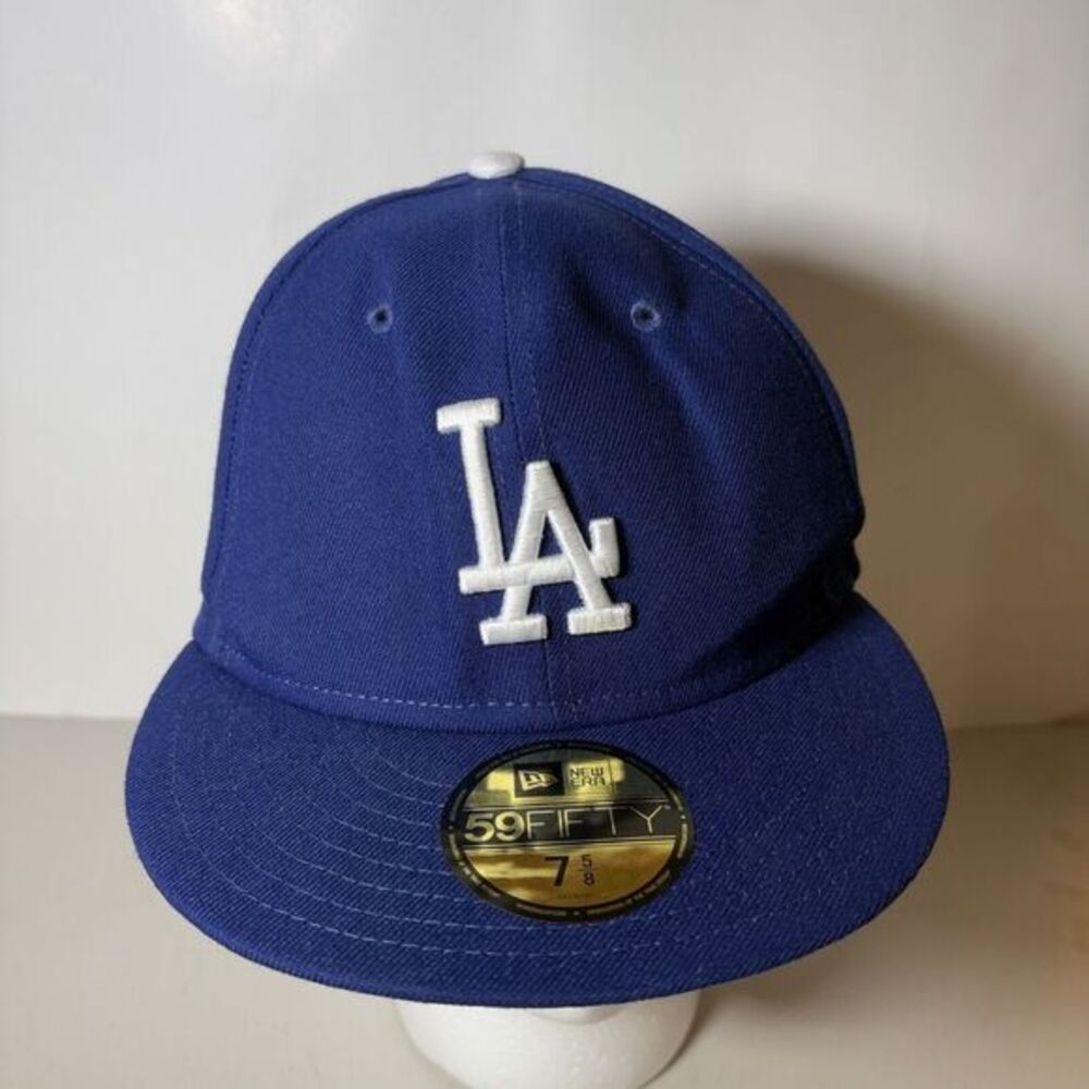 New Era 59Fifty Los Angeles Dodgers Blue MLB Fitted Hat NEW‎ 7 5/8